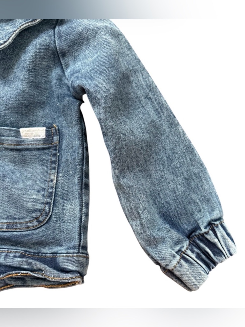 7 For All Mankind Blue Denim Jacket Girls 3T Button Front Collared Pockets - Picture 3 of 5